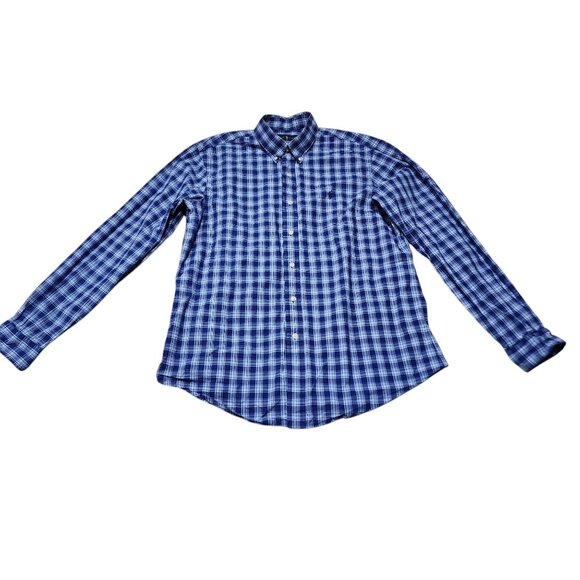 Ralph Lauren‎ Blue Plaid Button-Down Shirt L Mens Cotton Classic Fit Long Sleeve - Picture 7 of 8